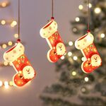 3 PZ / Set Decorazioni natalizie luci LED finestra decorazione festiva per vacanze piccole lanterne (calze natalizie)
