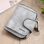 Vintage Nubuck Leather Ladies Portafoglio Type Type Breve Grouth Pochet Coin Pochette (grigio)