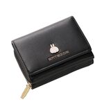 Portafoglio da donna BATSIOE Square Signore TRI-Piegatore multi-funzione Porta carte Zipper Cartoon Coin Borsellino (nero)