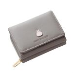 Portafoglio da donna BATSIOE Square Portafoglio TRI-Piegatore multi-funzione Porta carte Zipper Coin Coin Borsellino (Grigio)