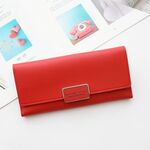 2 PCS Battiio Women Portafoglio TRI-Piegabile Type Type Fibbia Pochette Multi-card Pocket PU Portafoglio PU (vino rosso)