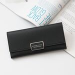 2 pezzi Battiio Women Portafoglio Tri-fold Tipo Lungo Fibbia Clutch Pocket Pocket PU Portafoglio PU (nero)