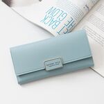 2 PCS Battiio Women Portafoglio TRI-Piegatura Tipo Lungo Fibbia Frizione Pocket Multi-card PU Portafoglio PU (blu)