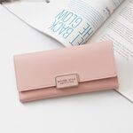 2 PZ Battiio Donna Portafoglio Tri-Fold Tipo lungo Fibbia Frizione Pocket Pocket PU Portafoglio PU (Rosa chiaro)