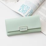 BATSIOE Portafoglio Donna Tri-Fold Tipo Lungo Frizione con Fibbia Multi-Card Tasca Portafoglio in PU (Verde Ghiaccio)