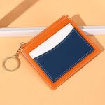 3 pezzi uomini e donne Portatile Portable Semplice card titolare porta portafoglio PU portafoglio con portachiavi (arancione)