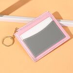 3 pezzi Uomini e donne Portatile Portable Semplice Carta Portabicchieri Portafoglio PU Portafoglio con portachiavi (rosa)