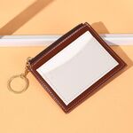 Portamonete porta carte semplice portatile per uomo e donna Portafoglio in PU con portachiavi (caffè)