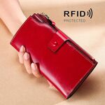 TP-192 First Layer of Bowhide Tipo Lungo Olio Pelle Ladies Ladies Clutch Retro Portafoglio RFID Anti-Theft Showies Portafoglio da donna (rosso vino)