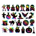 24 Pz / Set GG-24 Bambini colorati Halloween Scratch Pittura Set FAI DA TE Funny Ornamenti GRAFES Holiday Scratch Painting Paper