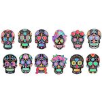 1 set bambini colorati testa di teschio halloween pittura antigraffio ornamenti fai da te fiore adesivo teschio (12 pezzi / set)