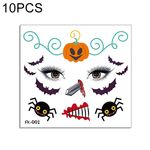 10 pz Adesivi per il trasferimento dell'acqua Bambini Cartoon Halloween Adesivi del tatuaggio divertenti di Halloween Decorazione dell'orrore Adesivi del fronte (FK-002)