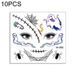 10 PZ Adesivi per il trasferimento dell'acqua Bambini Cartoon Cartoon Halloween Adesivi del tatuaggio divertenti Decorazione dell'orrore Adesivi del fronte (FK-003)