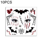 10 PCS Autoadesivi per il trasferimento dell'acqua Bambini Cartoon Cartoon Halloween Adesivi per tatuaggi divertenti Decorazione horror Adesivi facciali (FK-004)