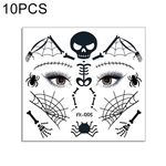 10 PCS Autoadesivi per il trasferimento dell'acqua Bambini Cartoon Halloween Adesivi per tatuaggi divertenti Decorazione horror Adesivi volti (FK-005)