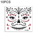 10 PZ Adesivi per il trasferimento dell'acqua Bambini Cartoon Cartoon Halloween Adesivi per tatuaggi divertenti Decorazione horror Adesivi facciali (FK-009)