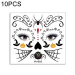 10 PCS Autoadesivi per il trasferimento dell'acqua Bambini Cartoon Cartoon Halloween Adesivi per tatuaggi divertenti Decorazione orrore adesivi facciali (FK-010)