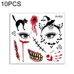 10 pz Adesivi per il trasferimento dell'acqua Bambini Cartoon Cartoon Halloween Adesivi del tatuaggio divertenti Decorazione dell'orrore Adesivi del fronte (FK-012)