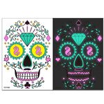 Adesivo per il viso con adesivi per tatuaggi divertenti luminosi bicolore di Halloween (FCY-002)