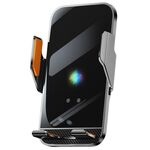 Supporto per presa d'aria per auto con ricarica wireless a infrarossi, apertura e chiusura automatica (grigio)