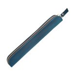 Caso di protezione della penna della cerniera della cerniera della cerniera di cuoio semplice semplice della pelle di cuoio di cuoio pazzo (blu)