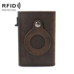 Portafoglio da uomo con portafoglio antifurto Mini portafogli per Airtag (Brown Brown)