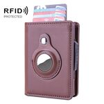 Portafoglio automatico della scheda pop-up RFID multi-funzione Portafoglio per Airtag (Brown)