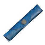 Custodia tenda a rulli in pelle retrò letteraria W-T24 (blu intagliato)