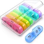 Contenitore di pillola per pillole arcobaleno 21-scomparto Box di pillola di una settimana (trasparente + colorato)