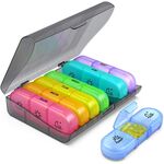 Contenitore di pillole per pillole arcobaleno 21-scomparto Box di pillola di una settimana (grigio + colorato)