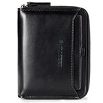 BAELLERRY D3124 Breve portafoglio in pelle PU Zipper Retro Youth Youth Piccolo portafoglio (verticale nero)