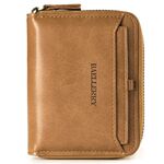 BAELLERRY D3124 Breve portafoglio in pelle PU Zipper Retro Youth Youth Piccolo portafoglio (Brown verticale)