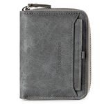 BAELLERRY D3124 Breve portafoglio in pelle PU Zipper Retro Youth Youth Piccolo portafoglio (verticale grigio)