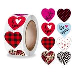 10 Pz Roll Pack Valentine Day Heart Love Sticker Etichetta autoadesiva, Dimensioni: 2.5 cm / 1 pollice (A-259)