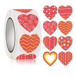10 PC Roll Pack Valentine Day Heart Love Sticker Etichetta autoadesiva, Dimensioni: 2.5 cm / 1 pollice (K-159)