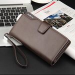 BAELLERRY Casual Portafoglio a lungo frizione Tri-fold portafoglio multifunzionale per uomo per uomo (marrone)