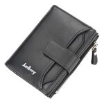 BAELLERRY D3218 Breve Breve Slot multi-card Slot con cerniera Portafoglio grande Capacità Porta carte (Nero)