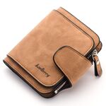 BAELLERRY Ladies fibbia Nubuck in pelle portamonete in pelle carino piccolo portafoglio studente fresco (marrone)