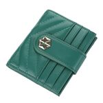Porta carte da donna Boisen in rilievo a slot multi-scheda in rilievo con fibbia con fibbia del titolare della carta della banca (verde)