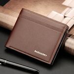 Baellerry Men Short Wallet Multi-card Lychee Pattern Business Wallet(Brown)