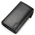 BAELLERRY UOMO UOMO PU CULLE PACINETTO BUSINESS BUSINESS CASSEL LYCHEE Pattern Wallet con cerniera (nero)