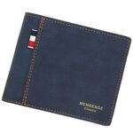 Menbense smerigliato PU Breve grande capacità di grande capacità retrò Tre fold Bag Portafoglio da uomo (Navy)