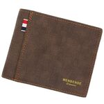 Minbense Glassato PU Breve grande capacità di grande capacità Retro Tre Piega Borsa da uomo Portafoglio da uomo (Brown Dark)
