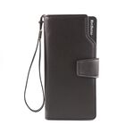 Minbense Fashion Business Semplice Borsa PU Portafoglio maschio grande capacità (marrone scuro)