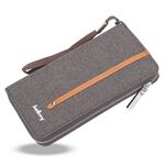 Portafoglio di tela di tela di baellerry Long Zipper Wallet Frizione multi-cartola casual vintage per uomini (caffè)