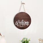 Decorazione della porta appesa di Pasqua Segno sospeso in legno interno, stile: benvenuto a casa marrone