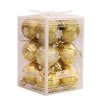12pcs 4cm Christmas Ball Special Forma + Glitter + set luminoso (oro)