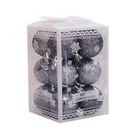 12pcs 4cm Christmas Ball Special Forma + Glitter + set luminoso (grigio)