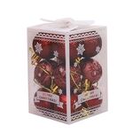 12pcs 4cm Christmas Ball Special Shape + Glitter + Bright Set (Wine Red)