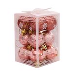 12pcs 4cm Christmas Ball Special Forma + Glitter + set luminoso (oro rosa)